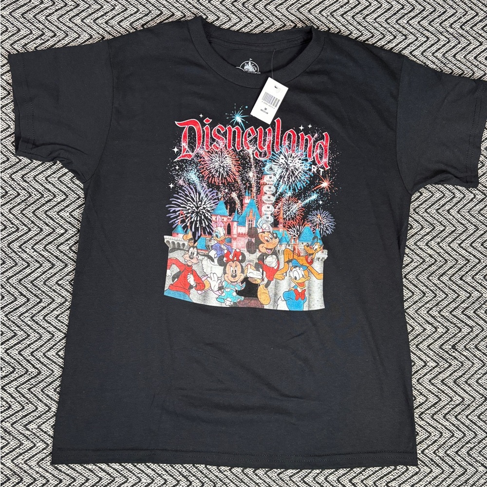 Disneyland Black Kids T-Shirt with Colorful Fireworks
